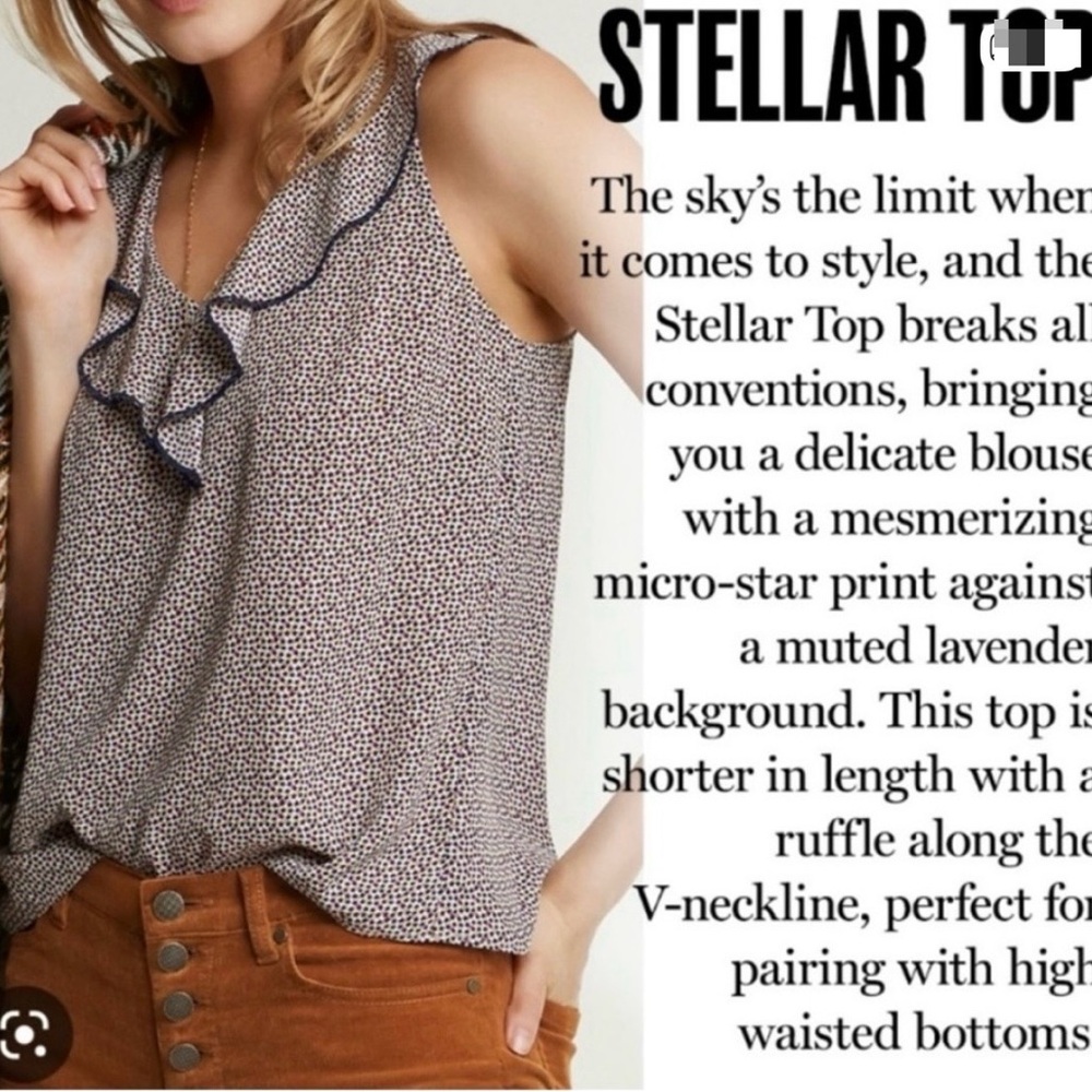 CAbi Stellar Sleeveless Blouse Micro Star Print NWOT - Picture 13 of 13
